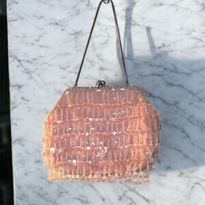 Vintage Walborg Original Pink 1950’s Hand Beaded Richere Purse With Sequins-rare
